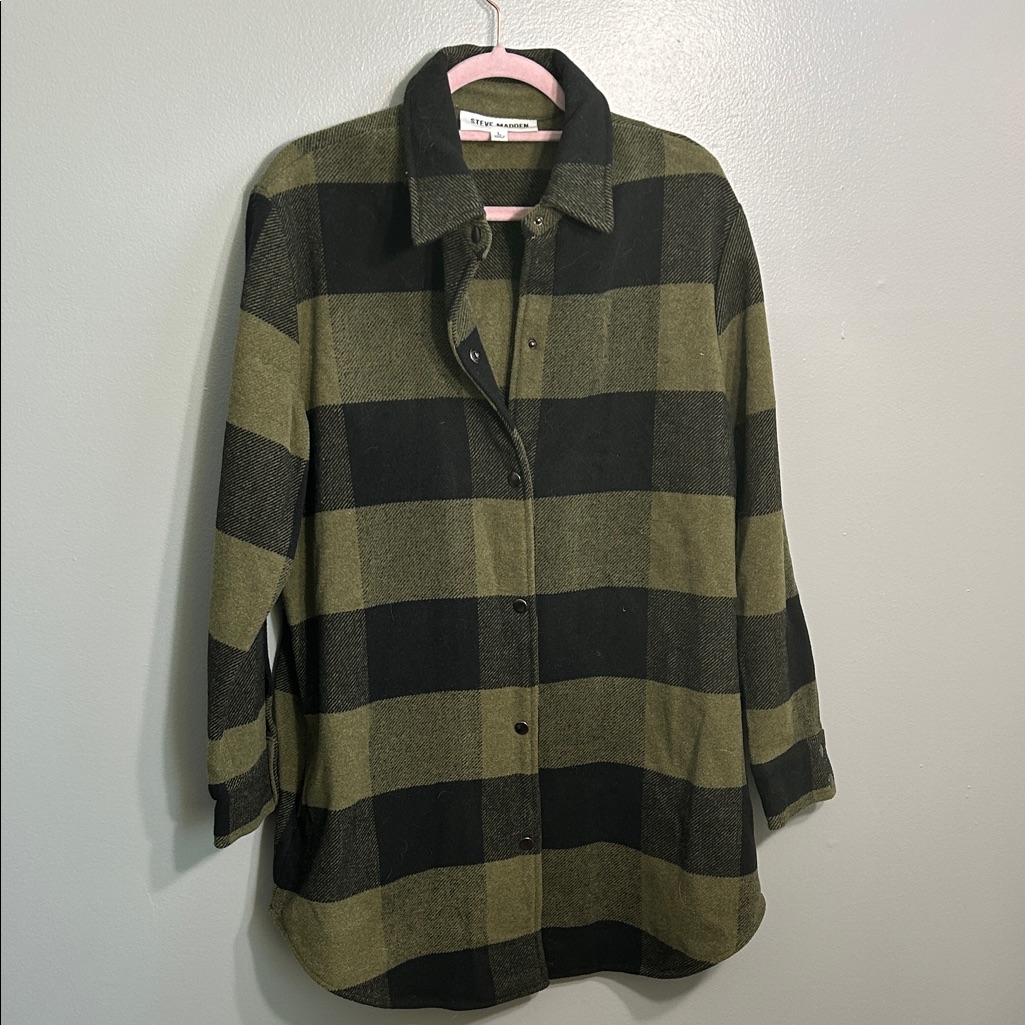 Steve Madden Green And Black Checkered Jacket